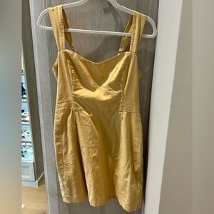 Abercrombie & Fitch Yellow Linen Sleeveless Sundress Mini with pockets